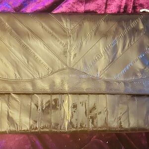 Elegant Black Genuine Eel skin Clutch Bag